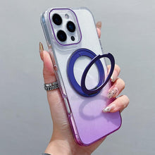 Load image into Gallery viewer, Transparent Gradient 360 Degree Rotation Holder MagSafe Phone Case, For iPhone 18 Pro / 17 Pro, For iPhone 18 Pro Max / 17 Pro Max, For iPhone 17, For iPhone Air, For iPhone 16 Pro Max, For iPhone 16 Pro, For iPhone 16 Plus, For iPhone 16
