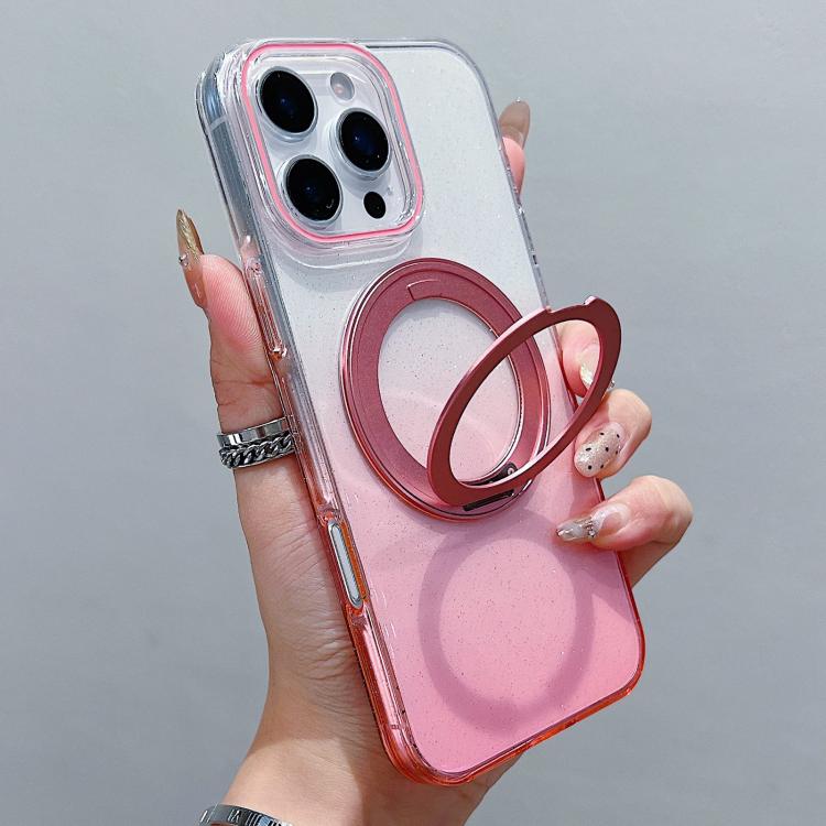 Transparent Gradient 360 Degree Rotation Holder MagSafe Phone Case, For iPhone 18 Pro / 17 Pro, For iPhone 18 Pro Max / 17 Pro Max, For iPhone 17, For iPhone Air, For iPhone 16 Pro Max, For iPhone 16 Pro, For iPhone 16 Plus, For iPhone 16