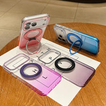 Load image into Gallery viewer, Transparent Gradient 360 Degree Rotation Holder MagSafe Phone Case, For iPhone 17 Pro Max, For iPhone 17 Pro, For iPhone 17, For iPhone Air, For iPhone 16 Pro Max, For iPhone 16 Pro, For iPhone 16 Plus, For iPhone 16