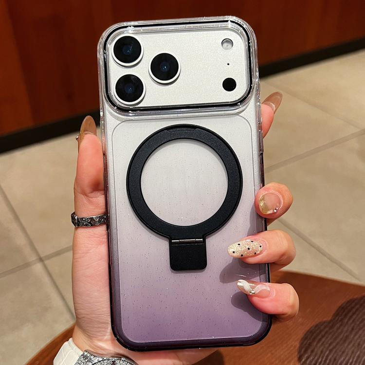 Transparent Gradient Metal Ring Holder MagSafe Phone Case, For iPhone 18 Pro / 17 Pro, For iPhone 18 Pro Max / 17 Pro Max, For iPhone 17, For iPhone Air, For iPhone 16 Pro Max, For iPhone 16 Pro, For iPhone 16 Plus, For iPhone 16