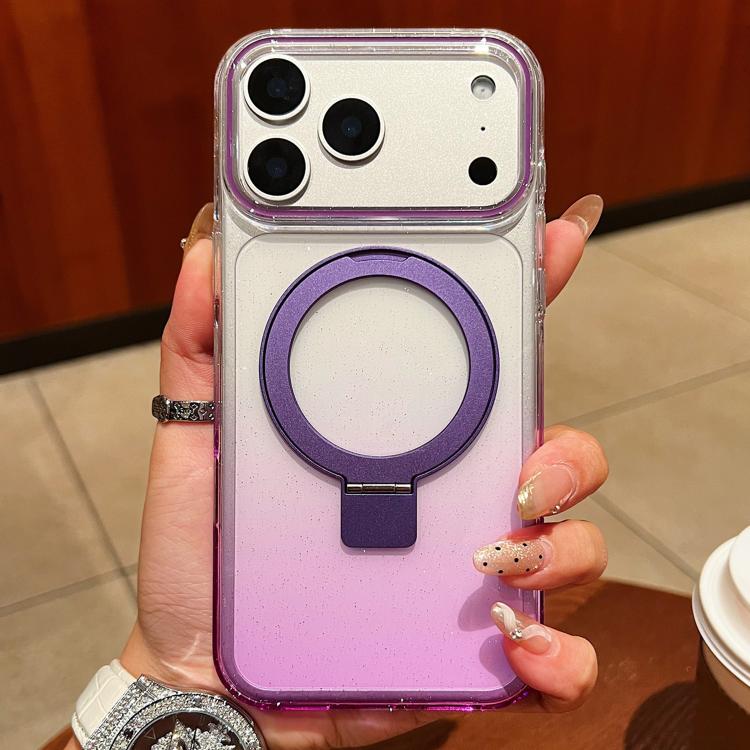 Transparent Gradient Metal Ring Holder MagSafe Phone Case, For iPhone 18 Pro / 17 Pro, For iPhone 18 Pro Max / 17 Pro Max, For iPhone 17, For iPhone Air, For iPhone 16 Pro Max, For iPhone 16 Pro, For iPhone 16 Plus, For iPhone 16