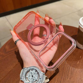Transparent Gradient Metal Ring Holder MagSafe Phone Case, For iPhone 18 Pro / 17 Pro, For iPhone 18 Pro Max / 17 Pro Max, For iPhone 17, For iPhone Air, For iPhone 16 Pro Max, For iPhone 16 Pro, For iPhone 16 Plus, For iPhone 16
