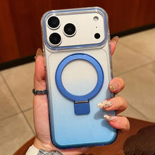 Load image into Gallery viewer, Transparent Gradient Metal Ring Holder MagSafe Phone Case, For iPhone 18 Pro / 17 Pro, For iPhone 18 Pro Max / 17 Pro Max, For iPhone 17, For iPhone Air, For iPhone 16 Pro Max, For iPhone 16 Pro, For iPhone 16 Plus, For iPhone 16
