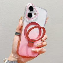 Load image into Gallery viewer, Transparent Gradient Metal Ring Holder MagSafe Phone Case, For iPhone 18 Pro / 17 Pro, For iPhone 18 Pro Max / 17 Pro Max, For iPhone 17, For iPhone Air, For iPhone 16 Pro Max, For iPhone 16 Pro, For iPhone 16 Plus, For iPhone 16