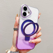 Load image into Gallery viewer, Transparent Gradient Metal Ring Holder MagSafe Phone Case, For iPhone 18 Pro / 17 Pro, For iPhone 18 Pro Max / 17 Pro Max, For iPhone 17, For iPhone Air, For iPhone 16 Pro Max, For iPhone 16 Pro, For iPhone 16 Plus, For iPhone 16