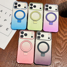 Load image into Gallery viewer, Transparent Gradient Metal Ring Holder MagSafe Phone Case, For iPhone 17 Pro Max, For iPhone 17 Pro, For iPhone 17, For iPhone Air, For iPhone 16 Pro Max, For iPhone 16 Pro, For iPhone 16 Plus, For iPhone 16