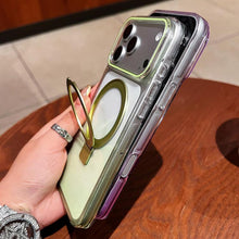 Load image into Gallery viewer, Transparent Gradient Metal Ring Holder MagSafe Phone Case, For iPhone 17 Pro Max, For iPhone 17 Pro, For iPhone 17, For iPhone Air, For iPhone 16 Pro Max, For iPhone 16 Pro, For iPhone 16 Plus, For iPhone 16