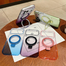 Load image into Gallery viewer, Transparent Gradient Metal Ring Holder MagSafe Phone Case, For iPhone 17 Pro Max, For iPhone 17 Pro, For iPhone 17, For iPhone Air, For iPhone 16 Pro Max, For iPhone 16 Pro, For iPhone 16 Plus, For iPhone 16