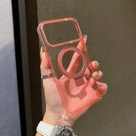 Transparent Colorful Metal Ring Holder MagSafe Phone Case, For iPhone 18 Pro / 17 Pro, For iPhone 18 Pro Max / 17 Pro Max, For iPhone 17, For iPhone Air, For iPhone 16 Pro Max, For iPhone 16 Pro, For iPhone 16 Plus, For iPhone 16