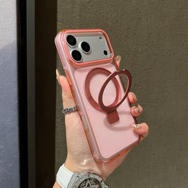 Transparent Colorful Metal Ring Holder MagSafe Phone Case, For iPhone 18 Pro / 17 Pro, For iPhone 18 Pro Max / 17 Pro Max, For iPhone 17, For iPhone Air, For iPhone 16 Pro Max, For iPhone 16 Pro, For iPhone 16 Plus, For iPhone 16