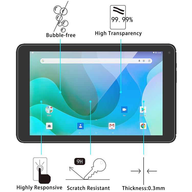 9H 0.3mm Explosion-proof Tempered Glass Film, For TPZ T10b Tablet 10.1 inch