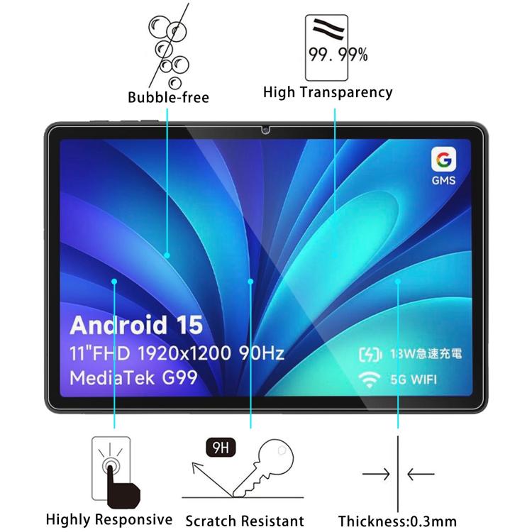 9H 0.3mm Explosion-proof Tempered Glass Film, For Philips T8015 11 inch, For Philips T7335 8.7 inch