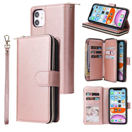 Zipper Wallet Bag Horizontal Flip PU Leather Case with Holder & 9 Card Slots & Wallet & Lanyard & Photo Frame, For iPhone 11, For iPhone 11 Pro, For iPhone 11 Pro Max, For iPhone SE 2022 / SE 2020 / 8 / 7, For iPhone 12 mini, For iPhone 12 / 12 Pro    ...