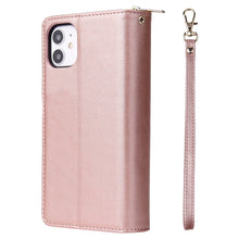 Load image into Gallery viewer, Zipper Wallet Bag Horizontal Flip PU Leather Case with Holder &amp; 9 Card Slots &amp; Wallet &amp; Lanyard &amp; Photo Frame, For iPhone 11, For iPhone 11 Pro, For iPhone 11 Pro Max, For iPhone SE 2022 / SE 2020 / 8 / 7, For iPhone 12 mini, For iPhone 12 / 12 Pro    ...