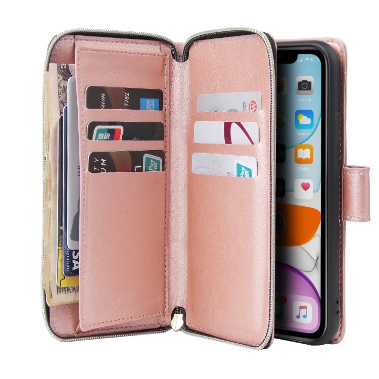 Zipper Wallet Bag Horizontal Flip PU Leather Case with Holder & 9 Card Slots & Wallet & Lanyard & Photo Frame, For iPhone 11, For iPhone 11 Pro, For iPhone 11 Pro Max, For iPhone SE 2022 / SE 2020 / 8 / 7, For iPhone 12 mini, For iPhone 12 / 12 Pro    ...
