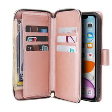 Load image into Gallery viewer, Zipper Wallet Bag Horizontal Flip PU Leather Case with Holder &amp; 9 Card Slots &amp; Wallet &amp; Lanyard &amp; Photo Frame, For iPhone 11, For iPhone 11 Pro, For iPhone 11 Pro Max, For iPhone SE 2022 / SE 2020 / 8 / 7, For iPhone 12 mini, For iPhone 12 / 12 Pro    ...