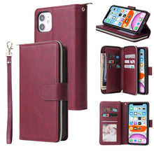 Load image into Gallery viewer, Zipper Wallet Bag Horizontal Flip PU Leather Case with Holder &amp; 9 Card Slots &amp; Wallet &amp; Lanyard &amp; Photo Frame, For iPhone 11, For iPhone 11 Pro, For iPhone 11 Pro Max, For iPhone SE 2022 / SE 2020 / 8 / 7, For iPhone 12 mini, For iPhone 12 / 12 Pro    ...
