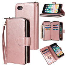 Load image into Gallery viewer, Zipper Wallet Bag Horizontal Flip PU Leather Case with Holder &amp; 9 Card Slots &amp; Wallet &amp; Lanyard &amp; Photo Frame, For iPhone 11, For iPhone 11 Pro, For iPhone 11 Pro Max, For iPhone SE 2022 / SE 2020 / 8 / 7, For iPhone 12 mini, For iPhone 12 / 12 Pro    ...