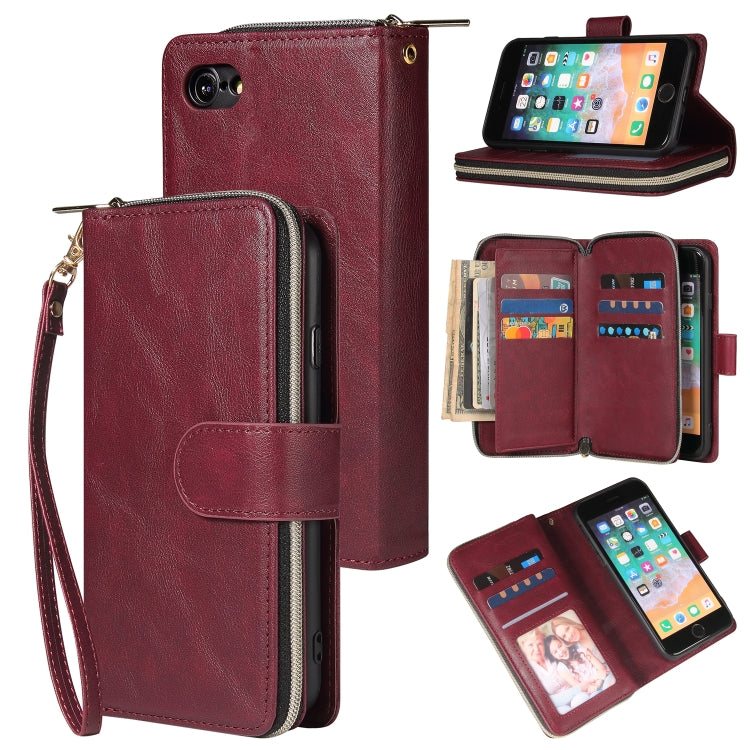 Zipper Wallet Bag Horizontal Flip PU Leather Case with Holder & 9 Card Slots & Wallet & Lanyard & Photo Frame, For iPhone 11, For iPhone 11 Pro, For iPhone 11 Pro Max, For iPhone SE 2022 / SE 2020 / 8 / 7, For iPhone 12 mini, For iPhone 12 / 12 Pro    ...