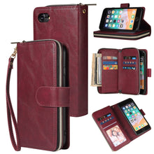 Load image into Gallery viewer, Zipper Wallet Bag Horizontal Flip PU Leather Case with Holder &amp; 9 Card Slots &amp; Wallet &amp; Lanyard &amp; Photo Frame, For iPhone 11, For iPhone 11 Pro, For iPhone 11 Pro Max, For iPhone SE 2022 / SE 2020 / 8 / 7, For iPhone 12 mini, For iPhone 12 / 12 Pro    ...