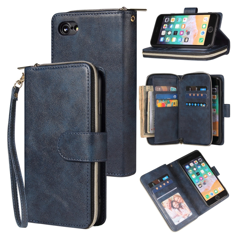 Zipper Wallet Bag Horizontal Flip PU Leather Case with Holder & 9 Card Slots & Wallet & Lanyard & Photo Frame, For iPhone 11, For iPhone 11 Pro, For iPhone 11 Pro Max, For iPhone SE 2022 / SE 2020 / 8 / 7, For iPhone 12 mini, For iPhone 12 / 12 Pro    ...