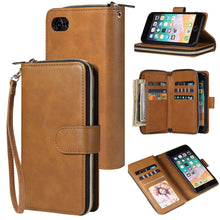 Load image into Gallery viewer, Zipper Wallet Bag Horizontal Flip PU Leather Case with Holder &amp; 9 Card Slots &amp; Wallet &amp; Lanyard &amp; Photo Frame, For iPhone 11, For iPhone 11 Pro, For iPhone 11 Pro Max, For iPhone SE 2022 / SE 2020 / 8 / 7, For iPhone 12 mini, For iPhone 12 / 12 Pro    ...