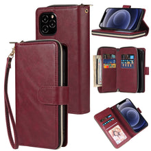 Load image into Gallery viewer, Zipper Wallet Bag Horizontal Flip PU Leather Case with Holder &amp; 9 Card Slots &amp; Wallet &amp; Lanyard &amp; Photo Frame, For iPhone 11, For iPhone 11 Pro, For iPhone 11 Pro Max, For iPhone SE 2022 / SE 2020 / 8 / 7, For iPhone 12 mini, For iPhone 12 / 12 Pro    ...