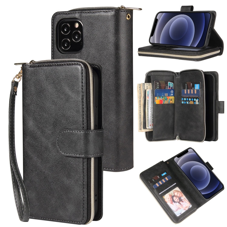 Zipper Wallet Bag Horizontal Flip PU Leather Case with Holder & 9 Card Slots & Wallet & Lanyard & Photo Frame, For iPhone 11, For iPhone 11 Pro, For iPhone 11 Pro Max, For iPhone SE 2022 / SE 2020 / 8 / 7, For iPhone 12 mini, For iPhone 12 / 12 Pro    ...
