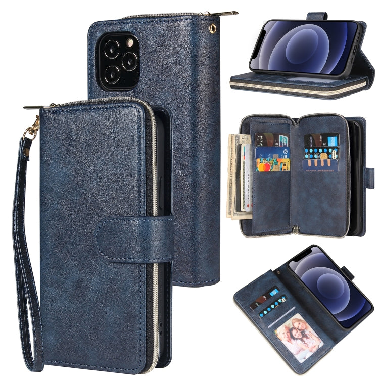 Zipper Wallet Bag Horizontal Flip PU Leather Case with Holder & 9 Card Slots & Wallet & Lanyard & Photo Frame, For iPhone 11, For iPhone 11 Pro, For iPhone 11 Pro Max, For iPhone SE 2022 / SE 2020 / 8 / 7, For iPhone 12 mini, For iPhone 12 / 12 Pro    ...