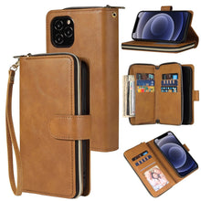 Load image into Gallery viewer, Zipper Wallet Bag Horizontal Flip PU Leather Case with Holder &amp; 9 Card Slots &amp; Wallet &amp; Lanyard &amp; Photo Frame, For iPhone 11, For iPhone 11 Pro, For iPhone 11 Pro Max, For iPhone SE 2022 / SE 2020 / 8 / 7, For iPhone 12 mini, For iPhone 12 / 12 Pro    ...