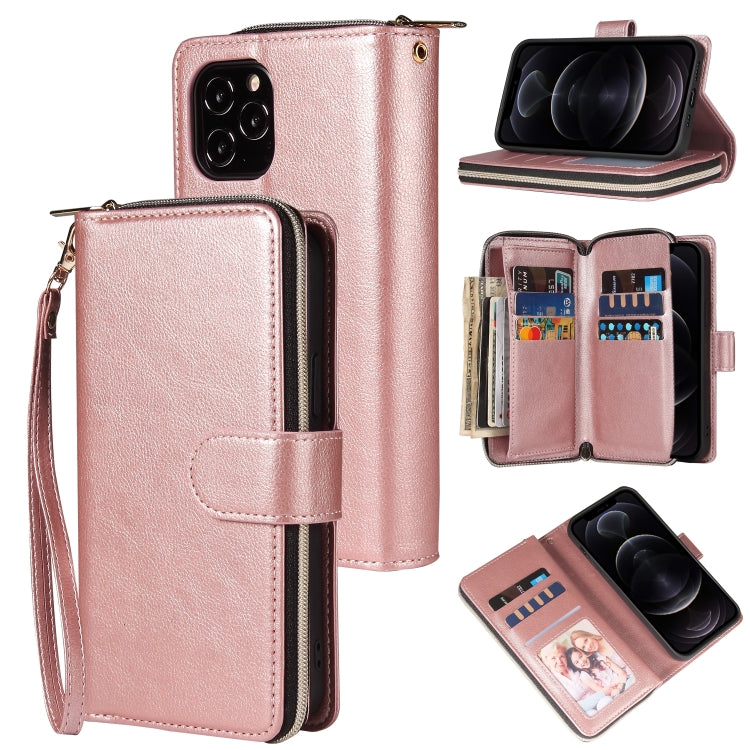 Zipper Wallet Bag Horizontal Flip PU Leather Case with Holder & 9 Card Slots & Wallet & Lanyard & Photo Frame, For iPhone 11, For iPhone 11 Pro, For iPhone 11 Pro Max, For iPhone SE 2022 / SE 2020 / 8 / 7, For iPhone 12 mini, For iPhone 12 / 12 Pro    ...
