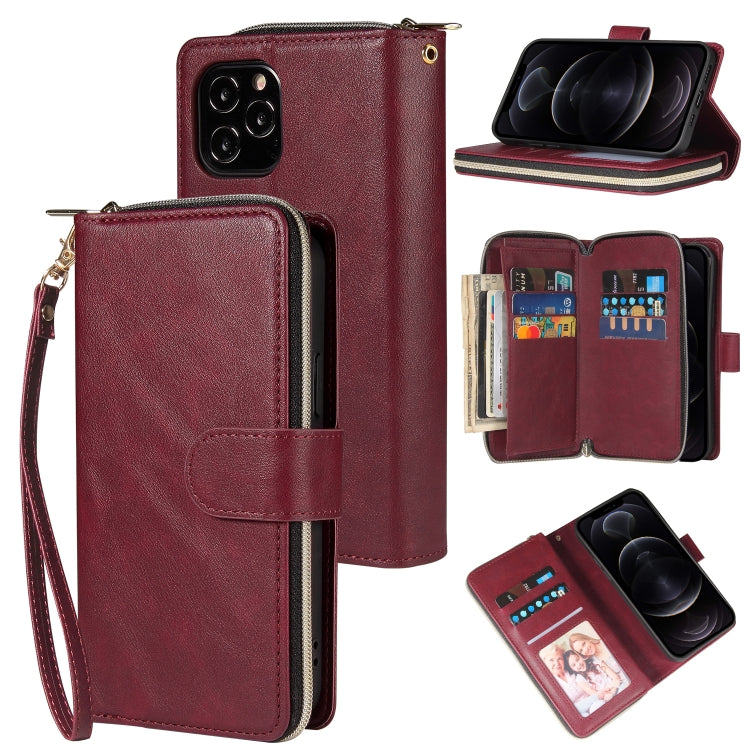 Zipper Wallet Bag Horizontal Flip PU Leather Case with Holder & 9 Card Slots & Wallet & Lanyard & Photo Frame, For iPhone 11, For iPhone 11 Pro, For iPhone 11 Pro Max, For iPhone SE 2022 / SE 2020 / 8 / 7, For iPhone 12 mini, For iPhone 12 / 12 Pro    ...