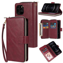 Load image into Gallery viewer, Zipper Wallet Bag Horizontal Flip PU Leather Case with Holder &amp; 9 Card Slots &amp; Wallet &amp; Lanyard &amp; Photo Frame, For iPhone 11, For iPhone 11 Pro, For iPhone 11 Pro Max, For iPhone SE 2022 / SE 2020 / 8 / 7, For iPhone 12 mini, For iPhone 12 / 12 Pro    ...