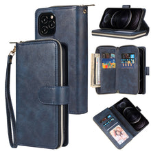 Load image into Gallery viewer, Zipper Wallet Bag Horizontal Flip PU Leather Case with Holder &amp; 9 Card Slots &amp; Wallet &amp; Lanyard &amp; Photo Frame, For iPhone 11, For iPhone 11 Pro, For iPhone 11 Pro Max, For iPhone SE 2022 / SE 2020 / 8 / 7, For iPhone 12 mini, For iPhone 12 / 12 Pro    ...