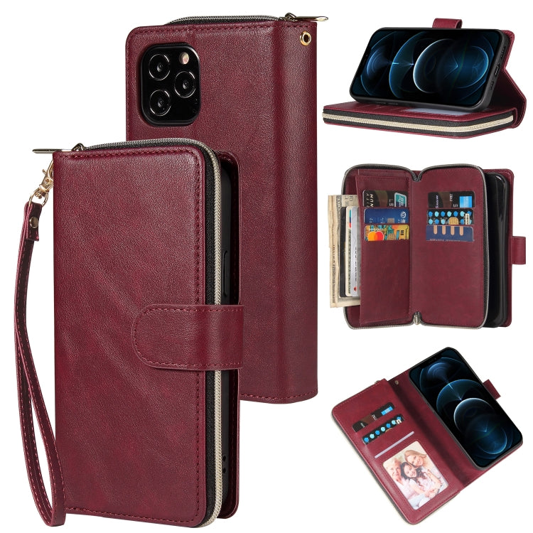 Zipper Wallet Bag Horizontal Flip PU Leather Case with Holder & 9 Card Slots & Wallet & Lanyard & Photo Frame, For iPhone 11, For iPhone 11 Pro, For iPhone 11 Pro Max, For iPhone SE 2022 / SE 2020 / 8 / 7, For iPhone 12 mini, For iPhone 12 / 12 Pro    ...