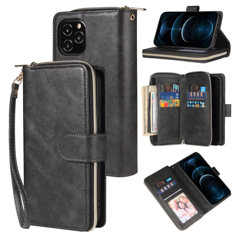 Zipper Wallet Bag Horizontal Flip PU Leather Case with Holder & 9 Card Slots & Wallet & Lanyard & Photo Frame, For iPhone 11, For iPhone 11 Pro, For iPhone 11 Pro Max, For iPhone SE 2022 / SE 2020 / 8 / 7, For iPhone 12 mini, For iPhone 12 / 12 Pro    ...