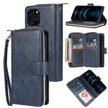 Load image into Gallery viewer, Zipper Wallet Bag Horizontal Flip PU Leather Case with Holder &amp; 9 Card Slots &amp; Wallet &amp; Lanyard &amp; Photo Frame, For iPhone 11, For iPhone 11 Pro, For iPhone 11 Pro Max, For iPhone SE 2022 / SE 2020 / 8 / 7, For iPhone 12 mini, For iPhone 12 / 12 Pro    ...