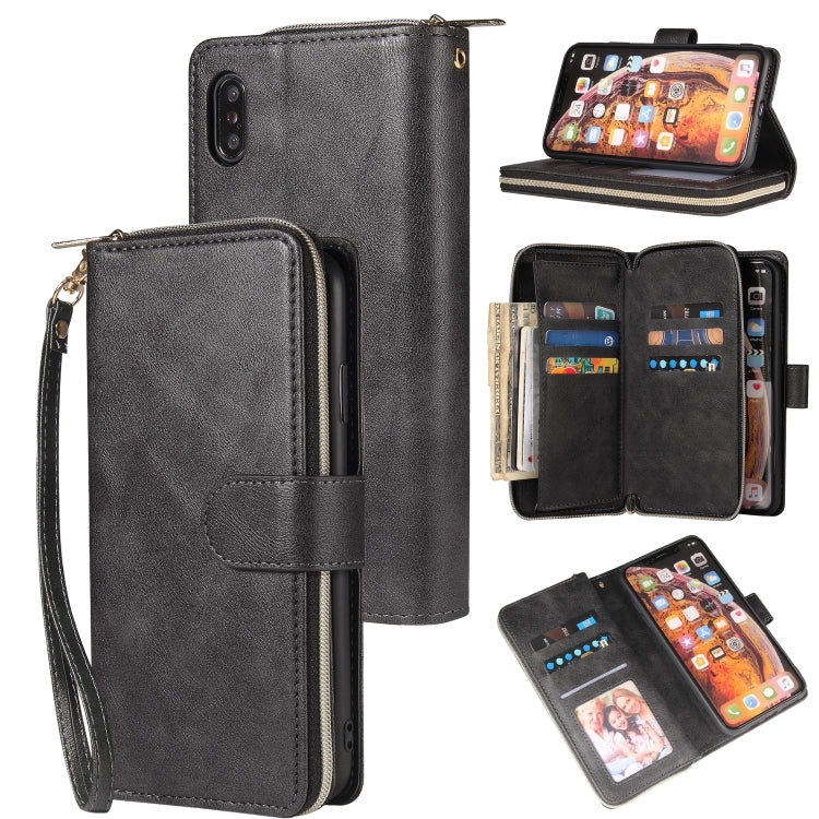 Zipper Wallet Bag Horizontal Flip PU Leather Case with Holder & 9 Card Slots & Wallet & Lanyard & Photo Frame, For iPhone 11, For iPhone 11 Pro, For iPhone 11 Pro Max, For iPhone SE 2022 / SE 2020 / 8 / 7, For iPhone 12 mini, For iPhone 12 / 12 Pro    ...
