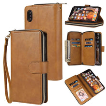 Load image into Gallery viewer, Zipper Wallet Bag Horizontal Flip PU Leather Case with Holder &amp; 9 Card Slots &amp; Wallet &amp; Lanyard &amp; Photo Frame, For iPhone 11, For iPhone 11 Pro, For iPhone 11 Pro Max, For iPhone SE 2022 / SE 2020 / 8 / 7, For iPhone 12 mini, For iPhone 12 / 12 Pro    ...