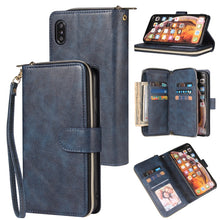 Load image into Gallery viewer, Zipper Wallet Bag Horizontal Flip PU Leather Case with Holder &amp; 9 Card Slots &amp; Wallet &amp; Lanyard &amp; Photo Frame, For iPhone 11, For iPhone 11 Pro, For iPhone 11 Pro Max, For iPhone SE 2022 / SE 2020 / 8 / 7, For iPhone 12 mini, For iPhone 12 / 12 Pro    ...