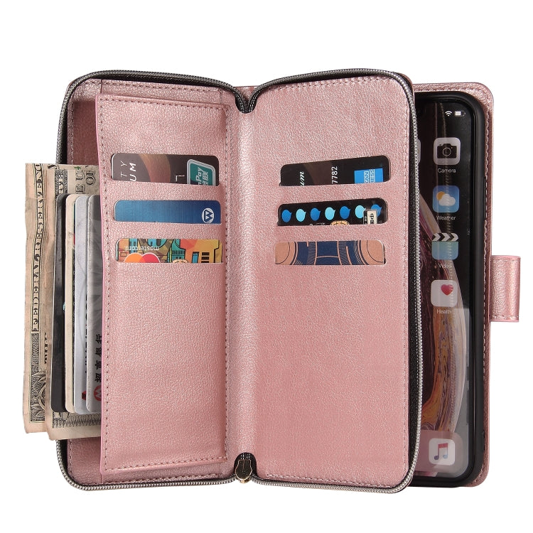 Zipper Wallet Bag Horizontal Flip PU Leather Case with Holder & 9 Card Slots & Wallet & Lanyard & Photo Frame, For iPhone XS Max