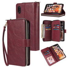 Load image into Gallery viewer, Zipper Wallet Bag Horizontal Flip PU Leather Case with Holder &amp; 9 Card Slots &amp; Wallet &amp; Lanyard &amp; Photo Frame, For iPhone XS Max