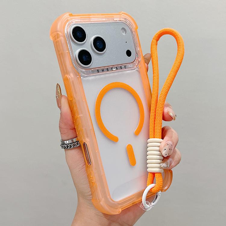 Transparent Matte TPU Hybrid PC 3-in-1 MagSafe Phone Case with Wrist Strap, For iPhone 17 Pro Max, For iPhone 17 Pro, For iPhone 17, For iPhone Air, For iPhone 16 Pro Max, For iPhone 16 Pro, For iPhone 16 Plus, For iPhone 16