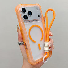 Load image into Gallery viewer, Transparent Matte TPU Hybrid PC 3-in-1 MagSafe Phone Case with Wrist Strap, For iPhone 17 Pro Max, For iPhone 17 Pro, For iPhone 17, For iPhone Air, For iPhone 16 Pro Max, For iPhone 16 Pro, For iPhone 16 Plus, For iPhone 16