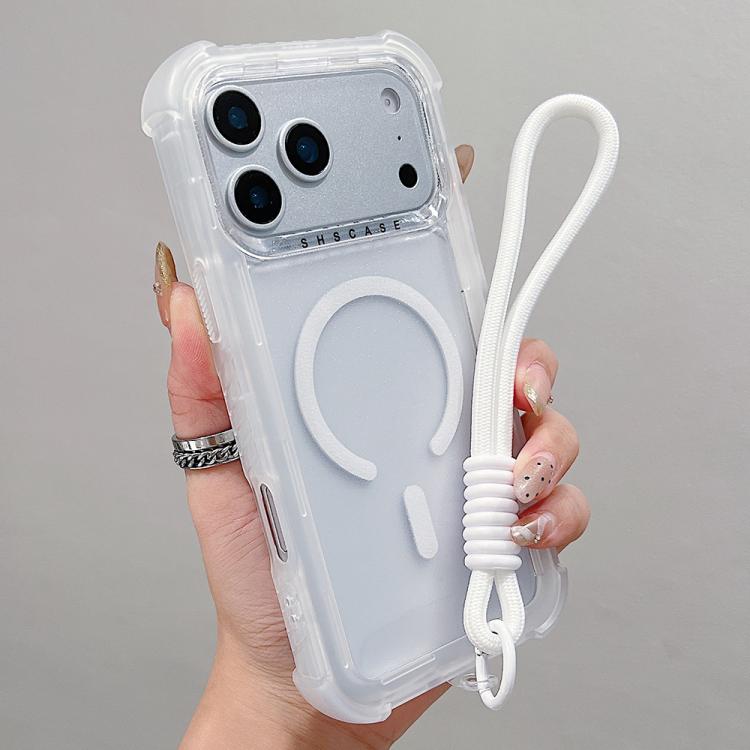 Transparent Matte TPU Hybrid PC 3-in-1 MagSafe Phone Case with Wrist Strap, For iPhone 17 Pro Max, For iPhone 17 Pro, For iPhone 17, For iPhone Air, For iPhone 16 Pro Max, For iPhone 16 Pro, For iPhone 16 Plus, For iPhone 16