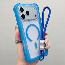 Load image into Gallery viewer, Transparent Matte TPU Hybrid PC 3-in-1 MagSafe Phone Case with Wrist Strap, For iPhone 17 Pro Max, For iPhone 17 Pro, For iPhone 17, For iPhone Air, For iPhone 16 Pro Max, For iPhone 16 Pro, For iPhone 16 Plus, For iPhone 16