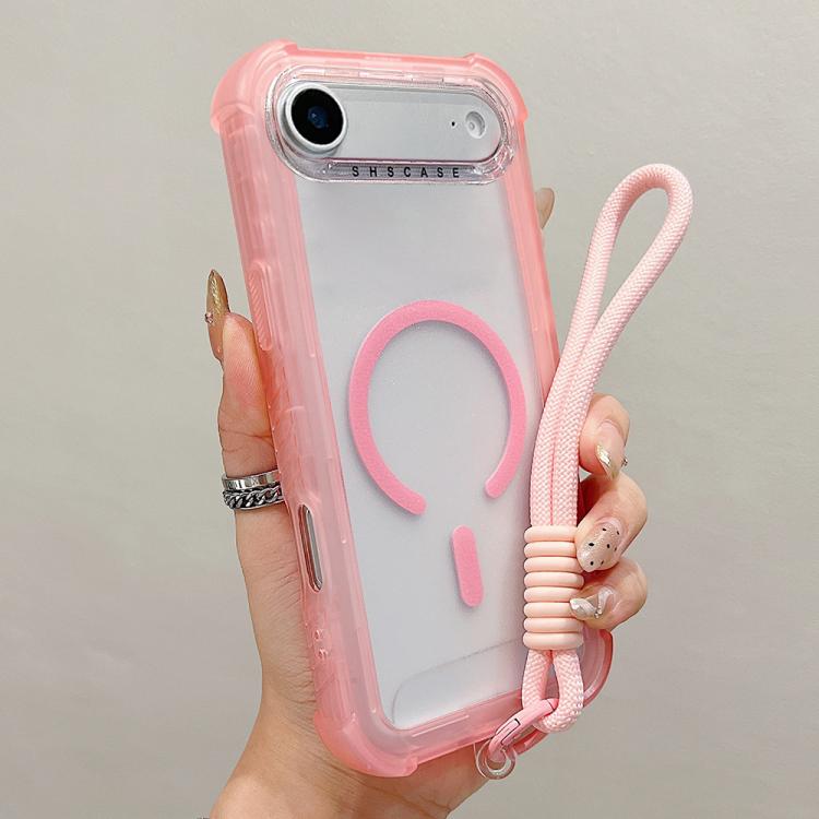Transparent Matte TPU Hybrid PC 3-in-1 MagSafe Phone Case with Wrist Strap, For iPhone 17 Pro Max, For iPhone 17 Pro, For iPhone 17, For iPhone Air, For iPhone 16 Pro Max, For iPhone 16 Pro, For iPhone 16 Plus, For iPhone 16