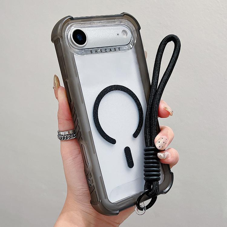 Transparent Matte TPU Hybrid PC 3-in-1 MagSafe Phone Case with Wrist Strap, For iPhone 17 Pro Max, For iPhone 17 Pro, For iPhone 17, For iPhone Air, For iPhone 16 Pro Max, For iPhone 16 Pro, For iPhone 16 Plus, For iPhone 16