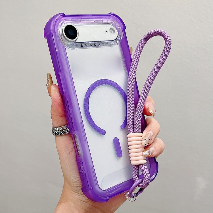 Transparent Matte TPU Hybrid PC 3-in-1 MagSafe Phone Case with Wrist Strap, For iPhone 17 Pro Max, For iPhone 17 Pro, For iPhone 17, For iPhone Air, For iPhone 16 Pro Max, For iPhone 16 Pro, For iPhone 16 Plus, For iPhone 16