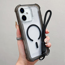 Load image into Gallery viewer, Transparent Matte TPU Hybrid PC 3-in-1 MagSafe Phone Case with Wrist Strap, For iPhone 17 Pro Max, For iPhone 17 Pro, For iPhone 17, For iPhone Air, For iPhone 16 Pro Max, For iPhone 16 Pro, For iPhone 16 Plus, For iPhone 16
